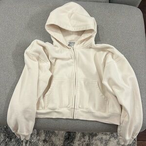 Aritzia TNA cozy fleece boyfriend boxy zip hoodie size 2XL